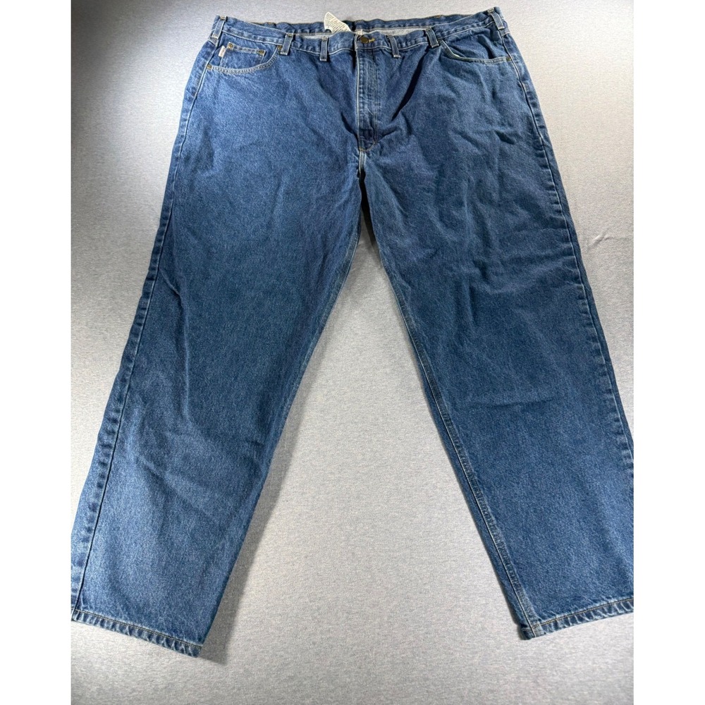 Carhartt Relaxed Fit Jean Mens 52x32 Blue Denim Straight Leg B17-DST Medium Wash